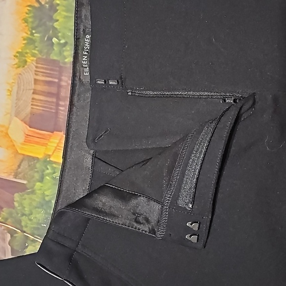 Eileen Fisher Black Pants with Leather Trim Size Small - Picture 5 of 7